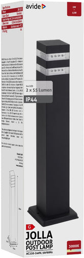 Avide Εξωτερικό Φωτιστικό Κήπου Κολώνα Jolla LED 2W WW 500mm IP44 Μαύρο